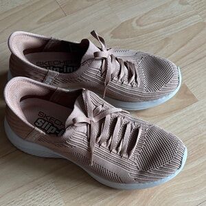 Skechers Women's Knit “Lace-Up”Sneakers — Dusty Rose step in!